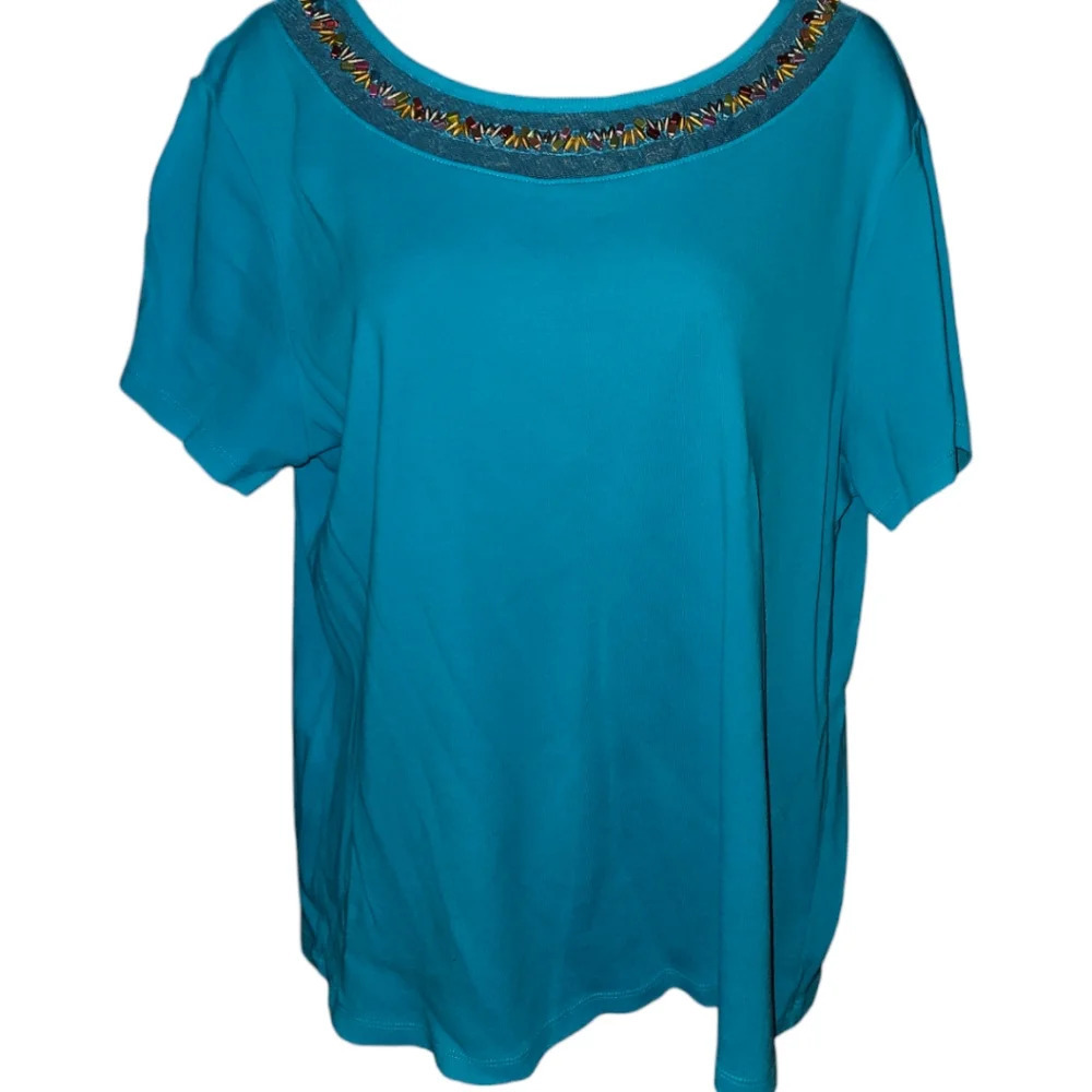 Rafaella Beaded Short Sleeve Top